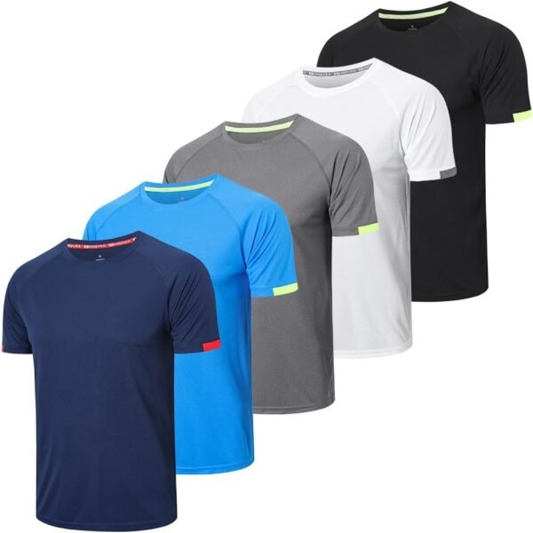 5 Pack Workout Shirts for Men Quick Dry Crew Neck Short Slee...