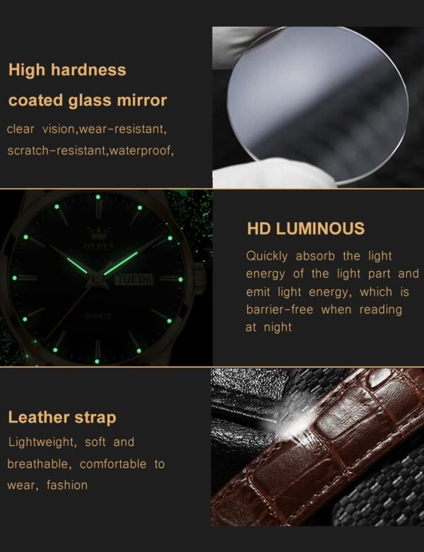 OLEVS Mens Watches, Casual Leather Watches for Men Easy to R...