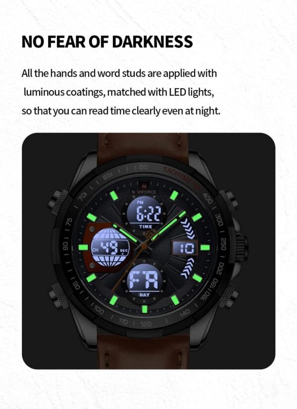 NAVIFORCE Men's Military Digital Watches Analog Quartz Water...