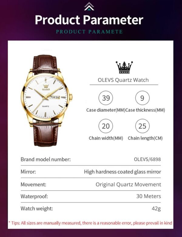 OLEVS Mens Watches, Casual Leather Watches for Men Easy to R...
