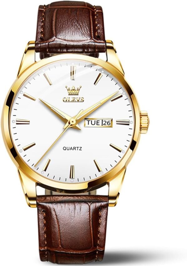 OLEVS Mens Watches, Casual Leather Watches for Men Easy to R...