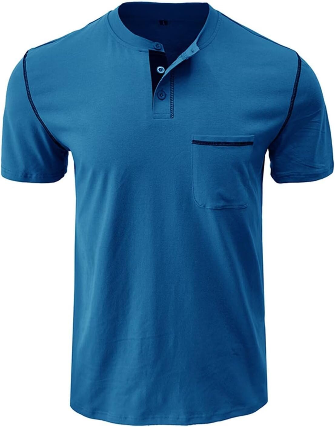 Men's Henley Shirt Lightweight Short Sleeve T-Shirt Casual S... - Image 2