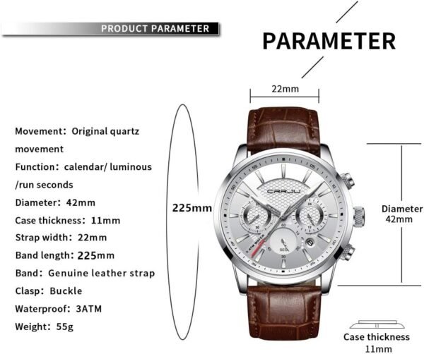 CRRJU Men's Business Casual Chronograph Quartz Waterproof Wr...