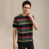 Men's Fashion Casual Cotton Loose Fit Crewneck Classic Strip...