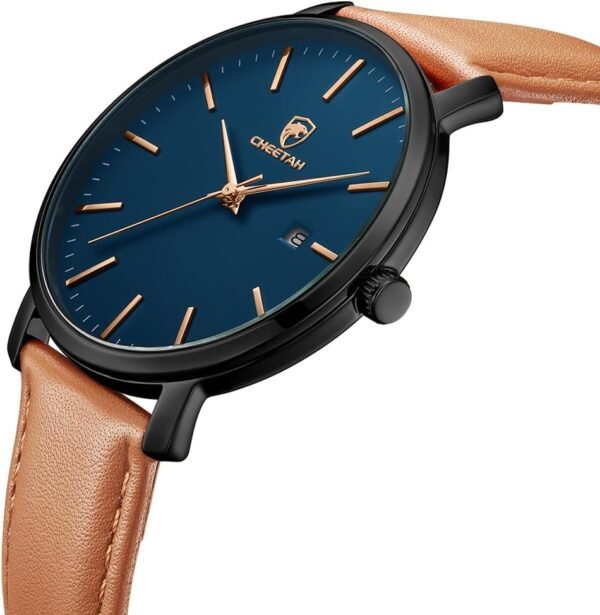 Minimalist Waterproof Quartz Watches for Men with Leather St...