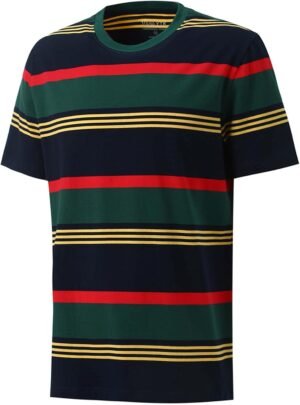 Men's Fashion Casual Cotton Loose Fit Crewneck Classic Strip...