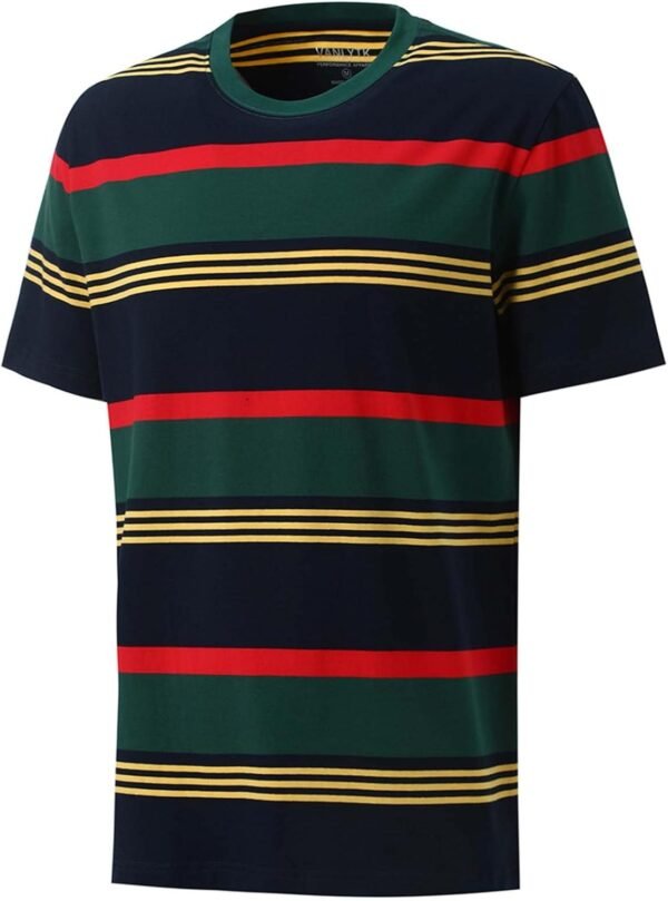 Men's Fashion Casual Cotton Loose Fit Crewneck Classic Strip...