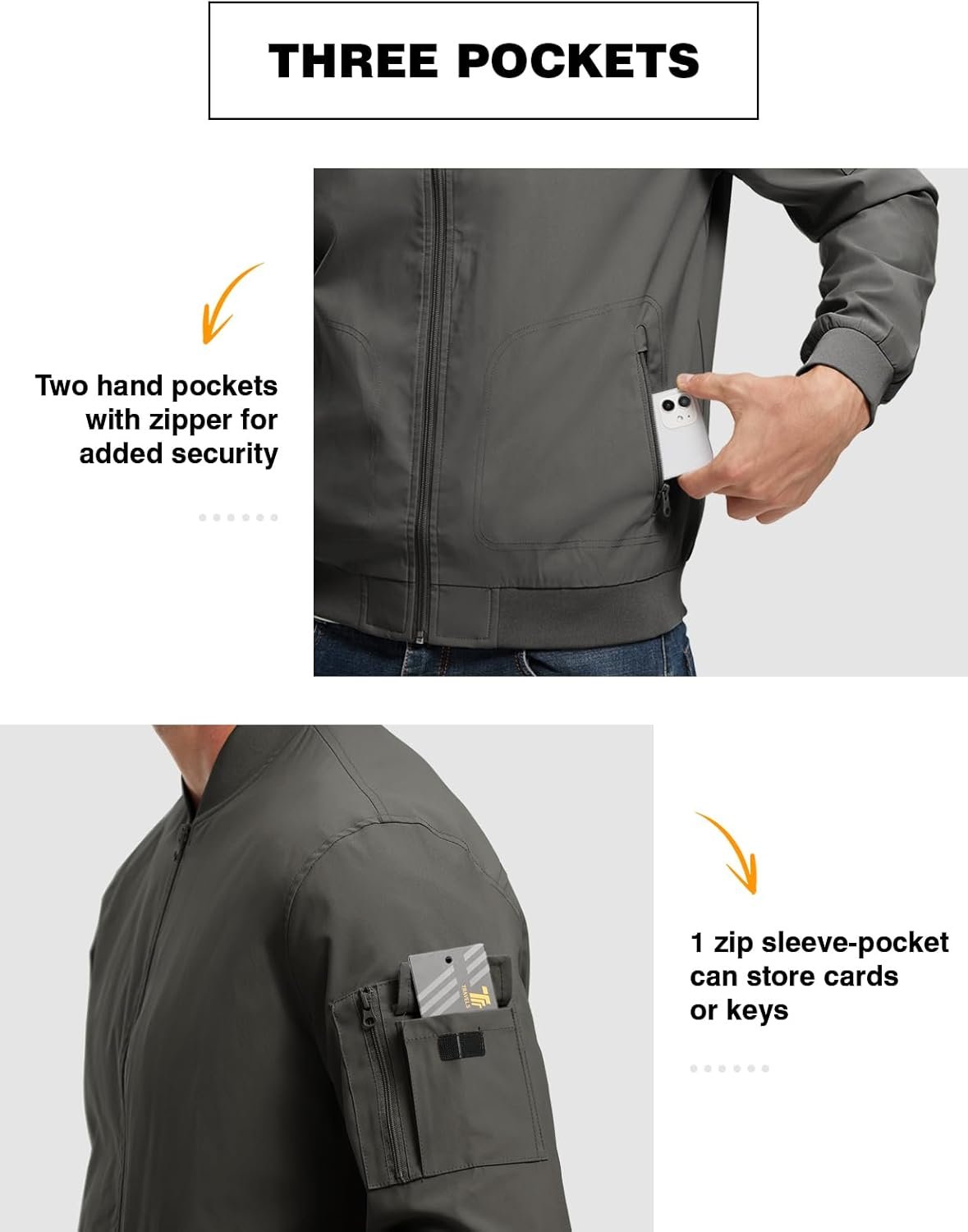 TBMPOY Men's Lightweight Bomber Jackets Light Track Jackets ... - Image 4