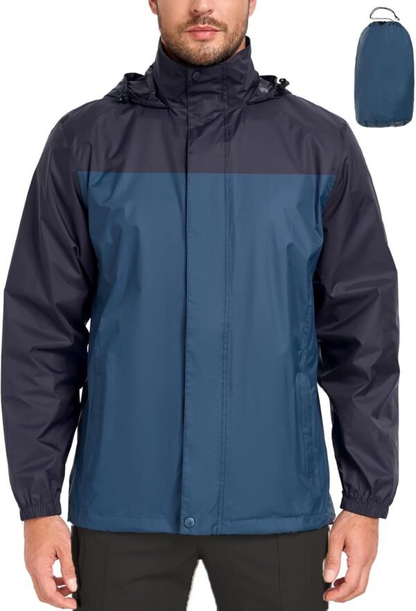 MANSDOUR Men's Packable Rain Jacket Waterproof Lightweight W...