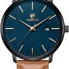 Minimalist Waterproof Quartz Watches for Men with Leather St...