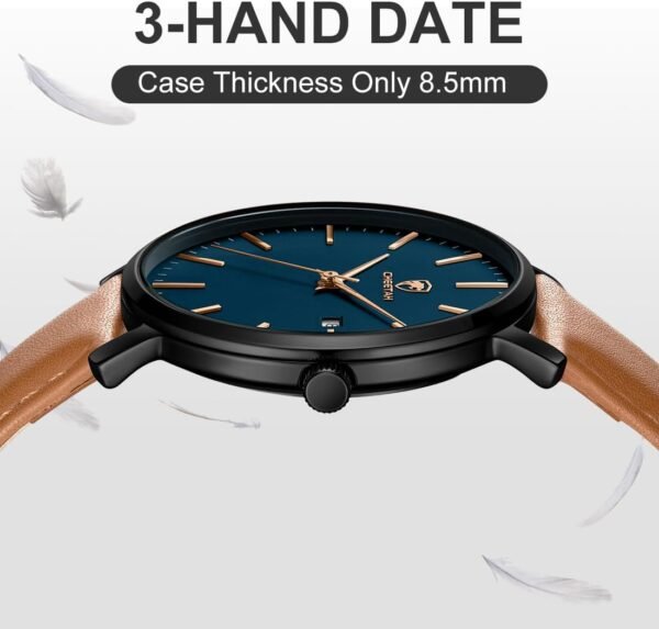 Minimalist Waterproof Quartz Watches for Men with Leather St...