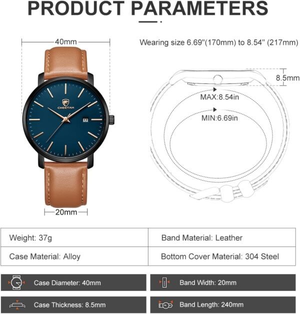 Minimalist Waterproof Quartz Watches for Men with Leather St...