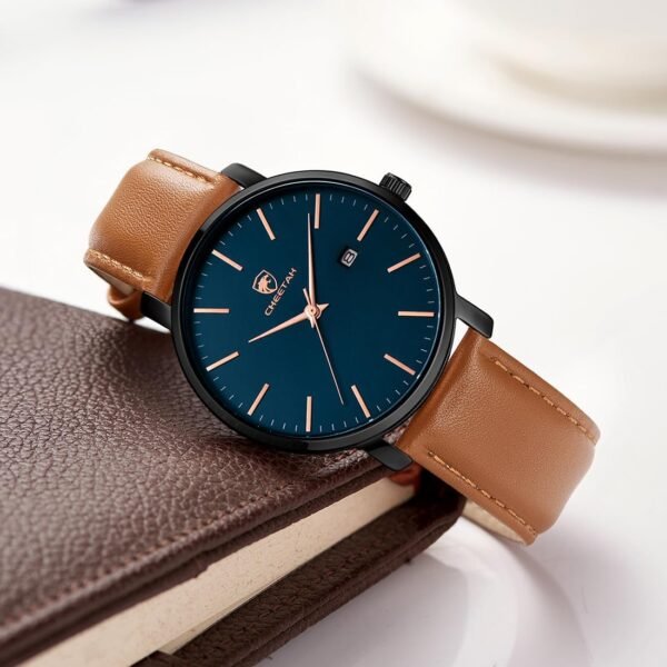 Minimalist Waterproof Quartz Watches for Men with Leather St...