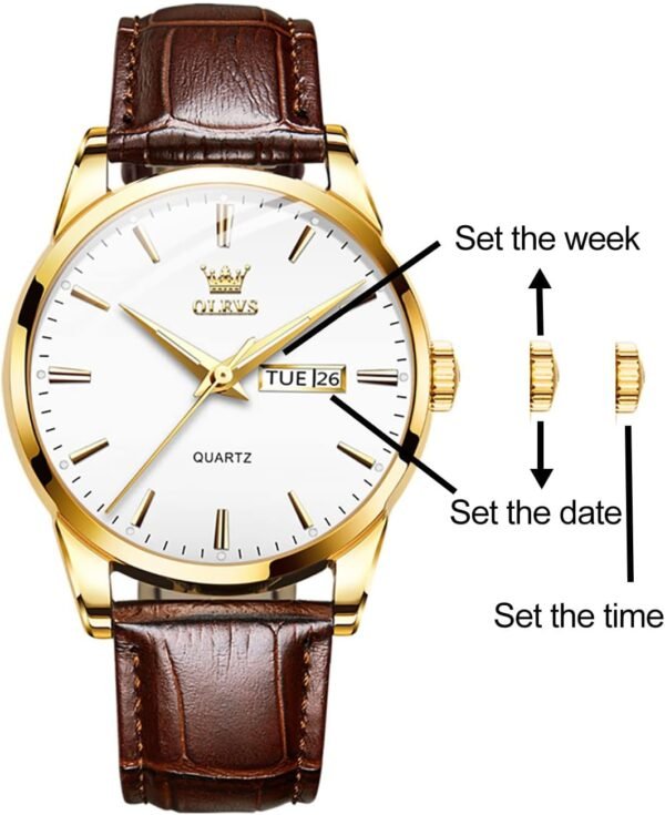 OLEVS Mens Watches, Casual Leather Watches for Men Easy to R...