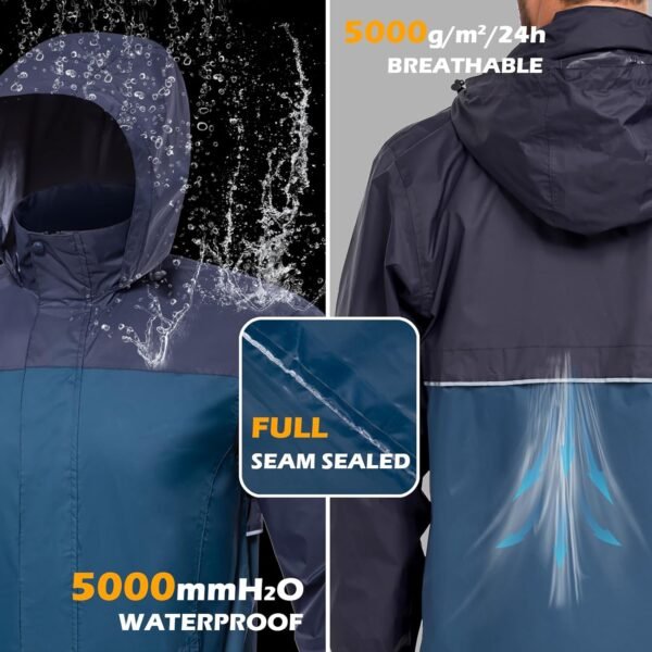 MANSDOUR Men's Packable Rain Jacket Waterproof Lightweight W...
