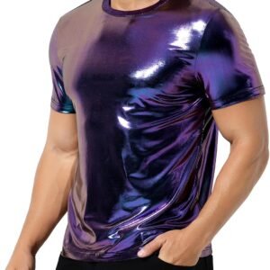 Arjen Kroos Men's Sexy Shiny Metallic T-Shirts Short Sleeve ...