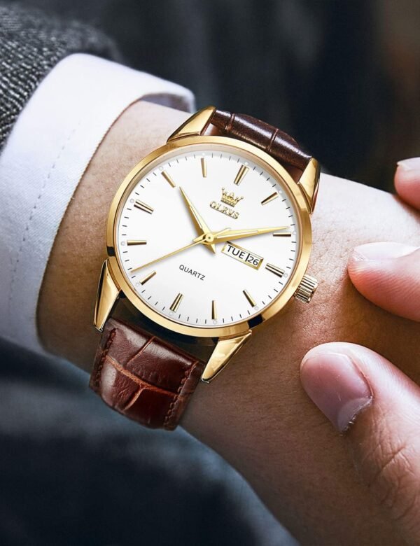 OLEVS Mens Watches, Casual Leather Watches for Men Easy to R...