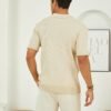 Mens Knit Polo Shirts Short Sleeve Textured Polo Shirt Slim ...
