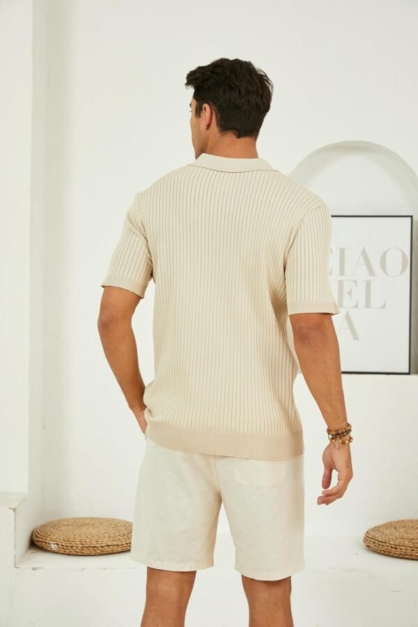Mens Knit Polo Shirts Short Sleeve Textured Polo Shirt Slim ...