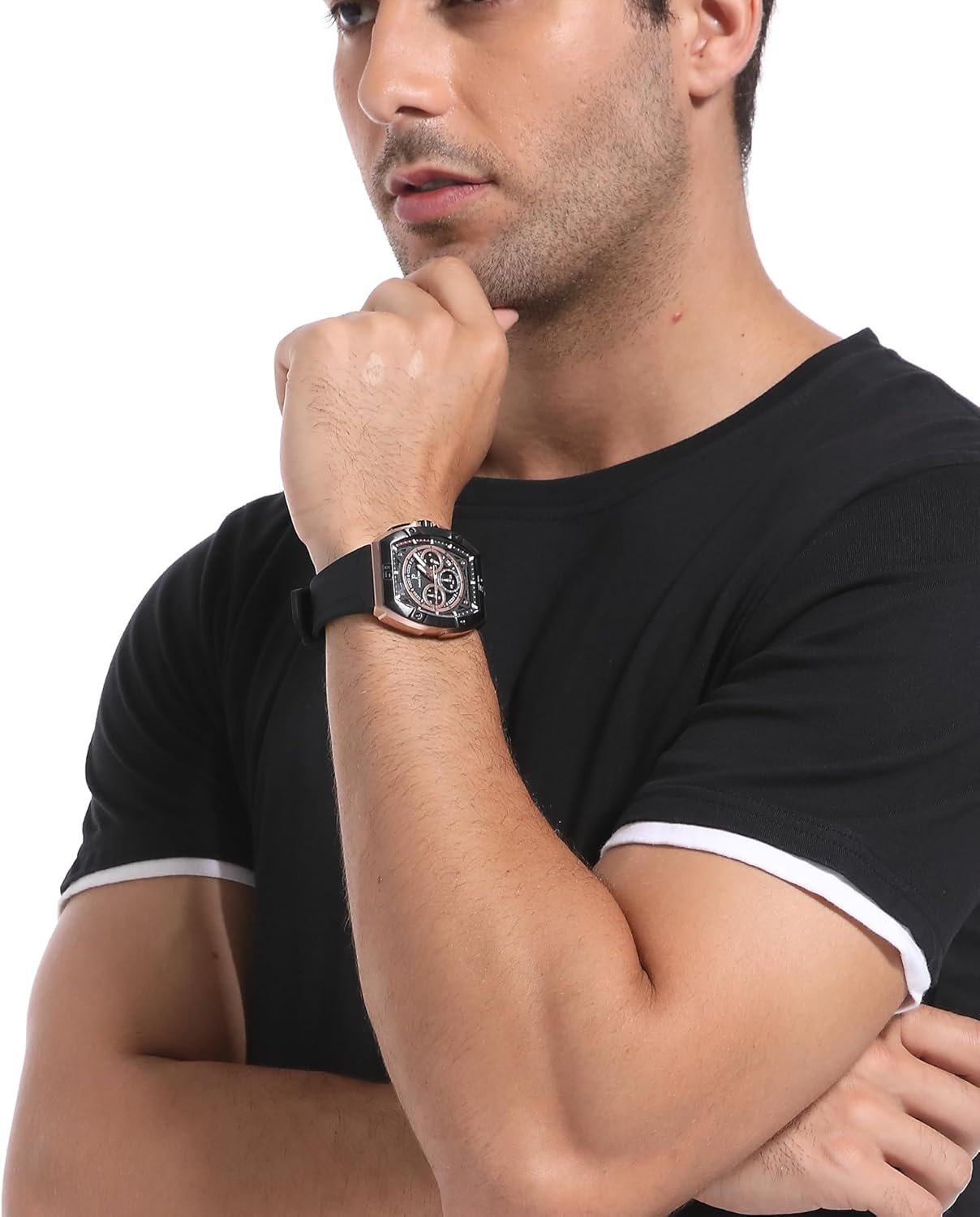 Paras Crown Watches for Men Tonneau 5ATM Waterproof Quartz L... - Image 5