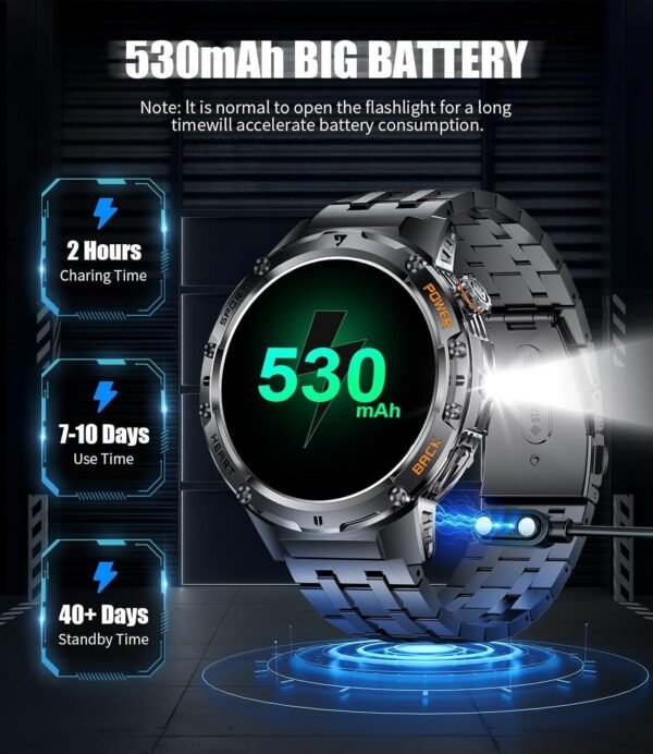 LIGE Military Smart Watches for Men with LED Flashlight(Answ...