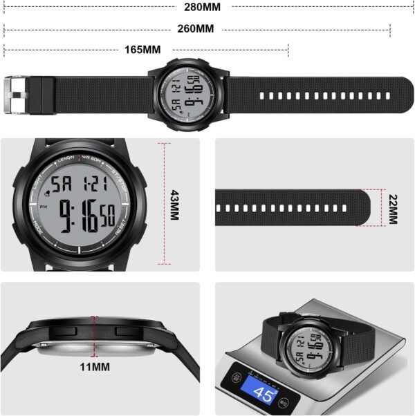 HANPOSH Mens Digital Watch Ultra Thin Minimalist Sports Wate...