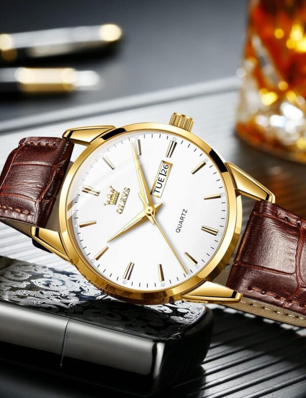 OLEVS Mens Watches, Casual Leather Watches for Men Easy to R...