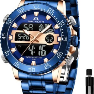 MEGALITH Mens Watch Digital Waterproof Stainless Steel Big F...