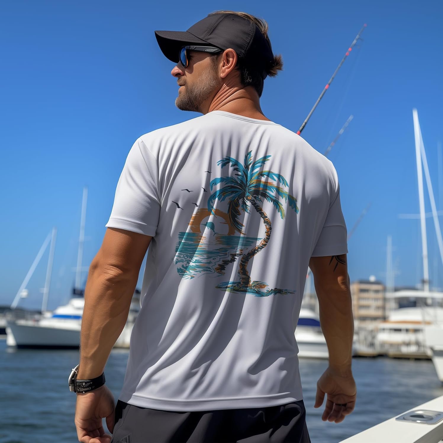 Palmyth Men's Fishing Shirt Short Sleeve Sun Protection UV U... - Image 3