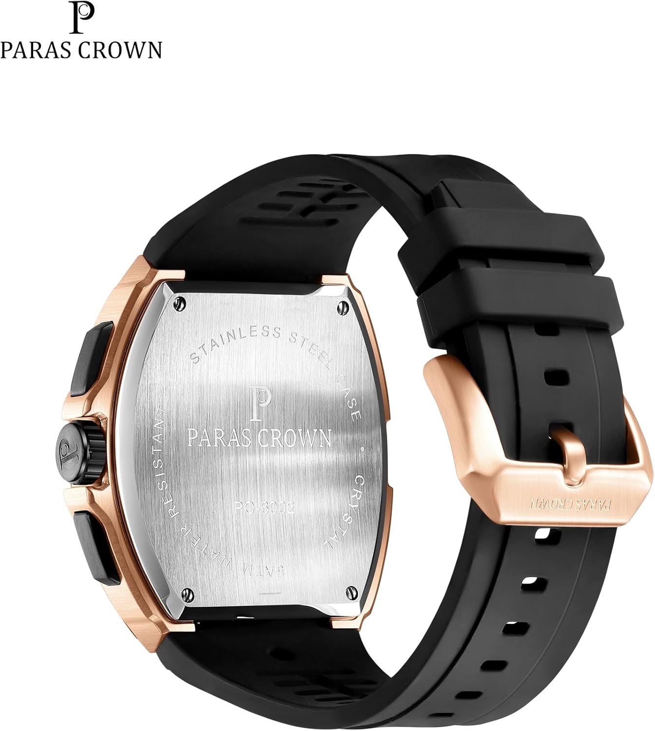 Paras Crown Watches for Men Tonneau 5ATM Waterproof Quartz L... - Image 2