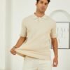 Mens Knit Polo Shirts Short Sleeve Textured Polo Shirt Slim ...