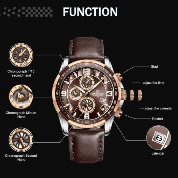 NAVIFORCE Sport Watches for Men Analog Quartz Chronograph Le...