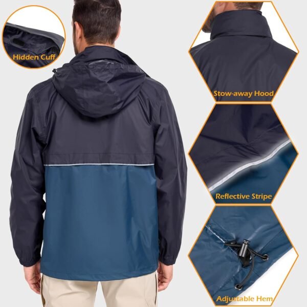 MANSDOUR Men's Packable Rain Jacket Waterproof Lightweight W...