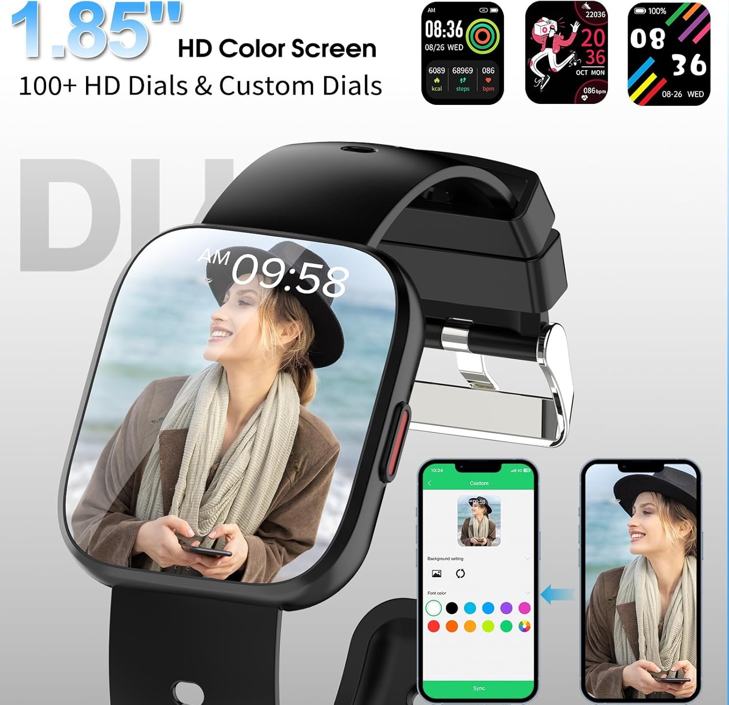 Smart Watch for Men Women Bluetooth Call, 1.85" HD Touch Scr... - Image 5