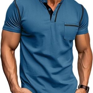 Men's Henley Shirt Lightweight Short Sleeve T-Shirt Casual S...