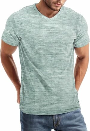 Mens V Neck T Shirts Casual Stylish Graphic Stretch Short Sl...