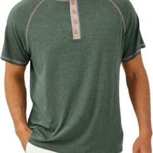 Mens Short Sleeve Shirts Casual Classic Cotton Henley Shirts...