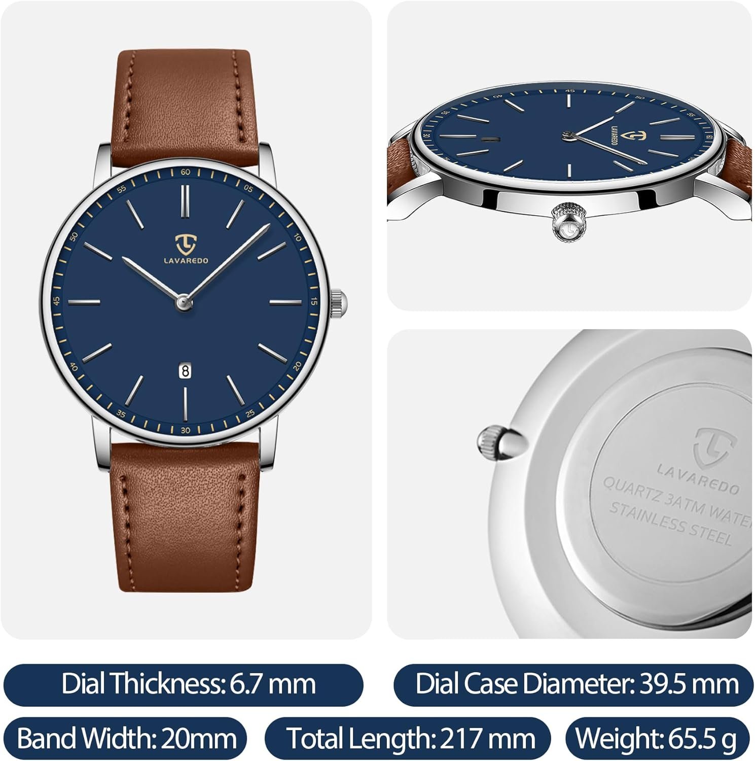 L LAVAREDO Watch for Men, Extremely Thin Mens Watches Minima... - Image 9