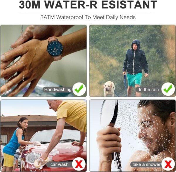 Minimalist Waterproof Quartz Watches for Men with Leather St...