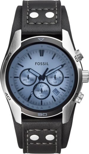 Fossil Men's Coachman Quartz Stainless Steel and Leather Chr...