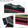 Men's Fashion Casual Cotton Loose Fit Crewneck Classic Strip...
