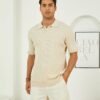 Mens Knit Polo Shirts Short Sleeve Textured Polo Shirt Slim ...