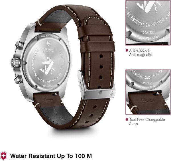 Victorinox Swiss Army Chronograph Black Dial Brown Leather S...