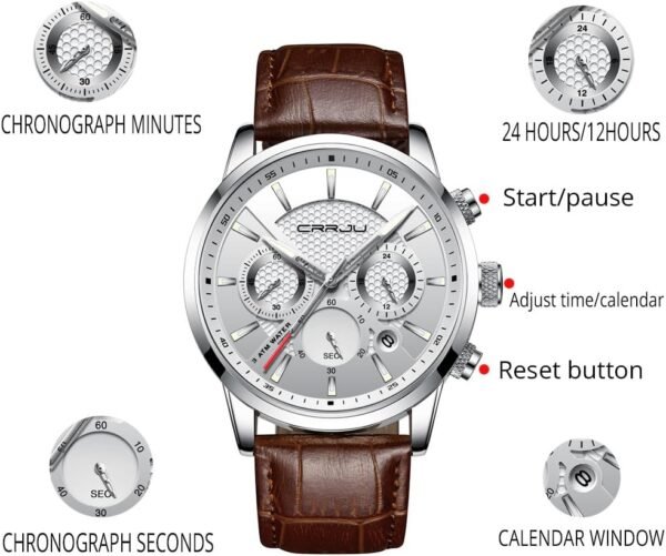 CRRJU Men's Business Casual Chronograph Quartz Waterproof Wr...