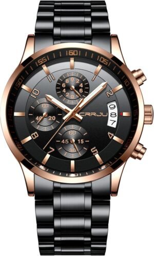 CRRJU Men's Fashion Stainless Steel Watches Date Waterproof ...