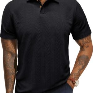 Mens Knit Polo Shirts Short Sleeve Summer Textured T Shirts ...