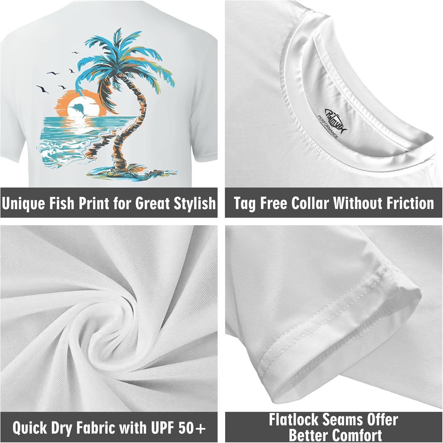 Palmyth Men's Fishing Shirt Short Sleeve Sun Protection UV U... - Image 5