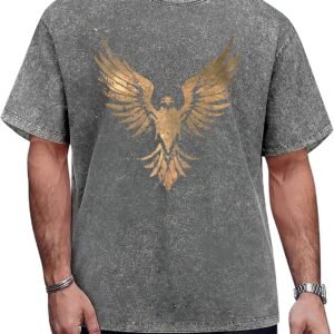 Men Vintage Graphic Tees Washed Oversized Skull 3D Printed T...