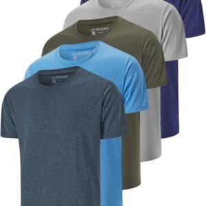 5 Pack Men's Dry Fit T Shirts Athletic Running Gym Workout S...