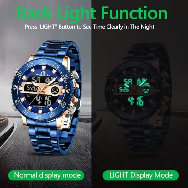 MEGALITH Mens Watch Digital Waterproof Stainless Steel Big F...